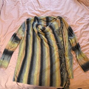 Cato Women's Sweater with Gray and Yellow Stripes